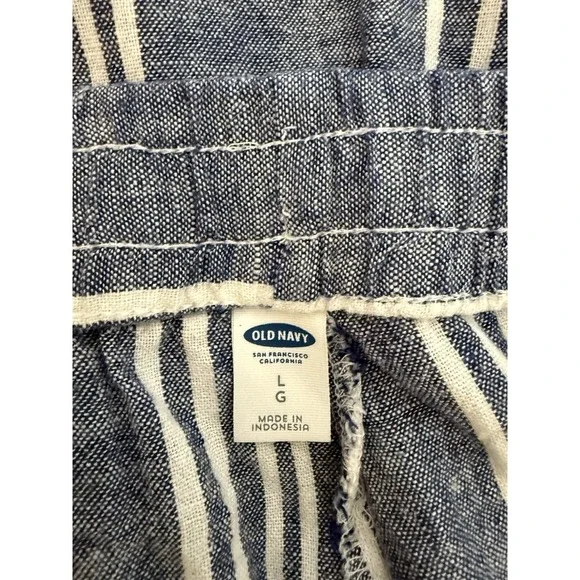 Old Navy Blue/White Striped Wide Leg Pants Women's Sz Large Casual Summer - Picture 6 of 7